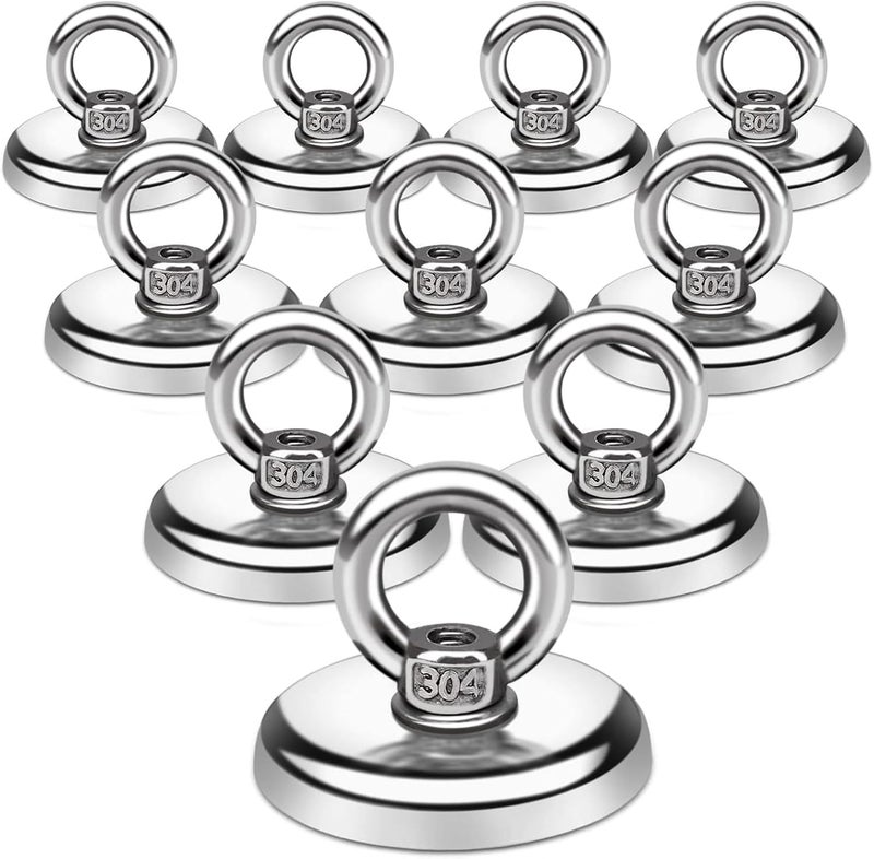 E BAVITE Magnetic Hooks, 100 LB（45KG） Heavy Duty Magnets with Countersunk Hole Eyebolt, Perfect for Home, Kitchen, Workplace, Office and Garage, Pack of 10 - Image 1