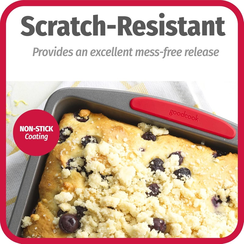 GoodCook MegaGrip Baking Pan with Silicone Grip Handles Square Non-Stick Heavy-Gauge Steel Cake Pan Baking Dish for Brownies Bread Cake Baked Goods & More, Dishwasher Safe, 8x8-Inch, - Image 4
