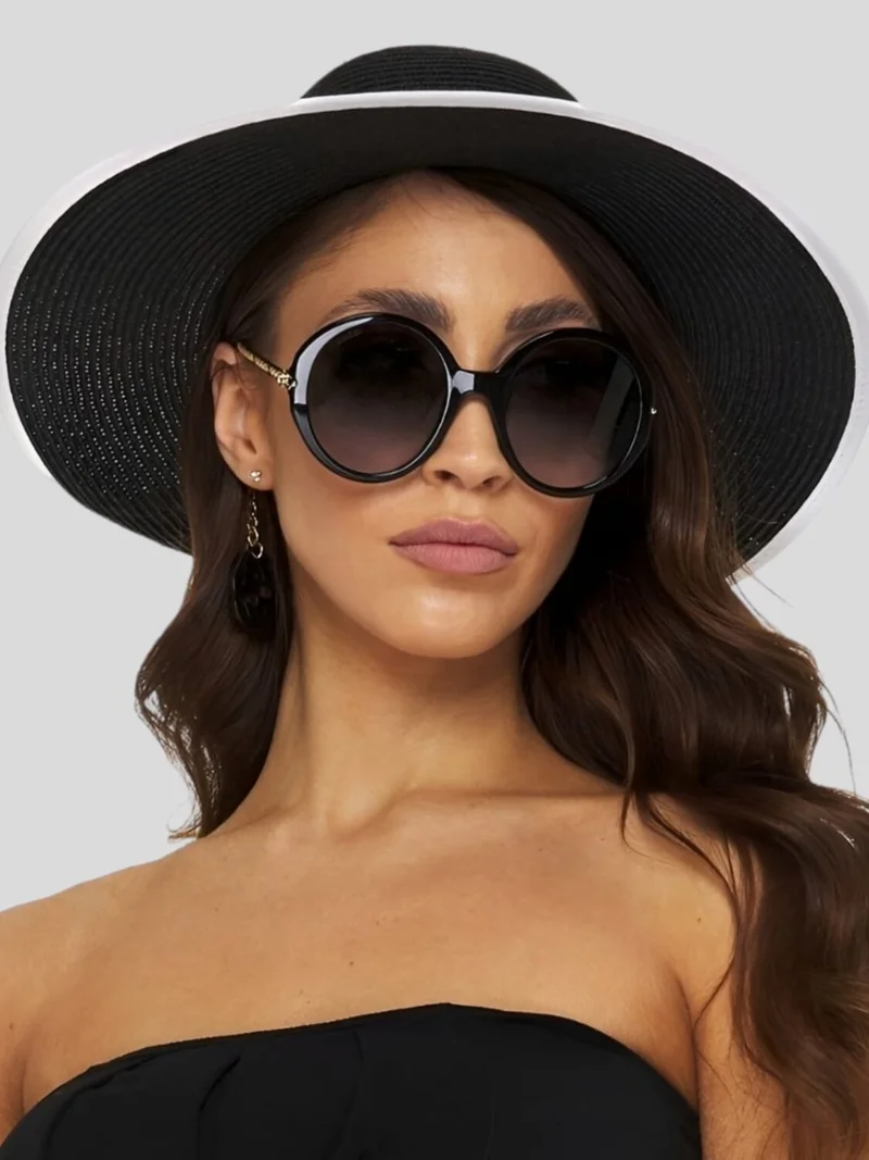 Tezzgelsin Women's UV Protected Foldable Straw Hat with Ribbon Detail