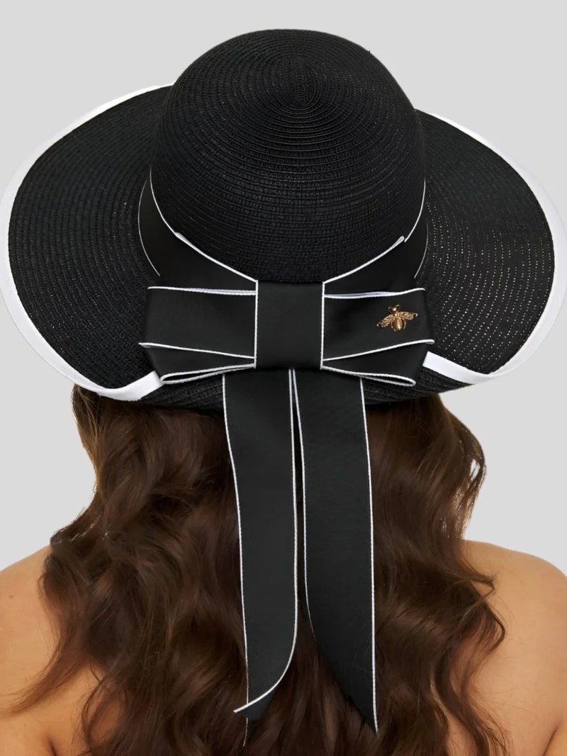 Tezzgelsin Women's UV Protected Foldable Straw Hat with Ribbon Detail