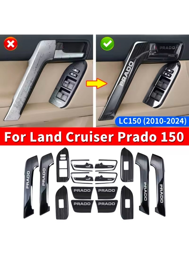 فيريكس حماية مقابض الأبواب من الستانلس ستيل لسيارة تويوتا لاند كروزر برادو 150 (2010–2024) – طقم داخلي مضاد للخدش مكون من 20 قطعة، تركيب سهل، لون أسود - Image 1