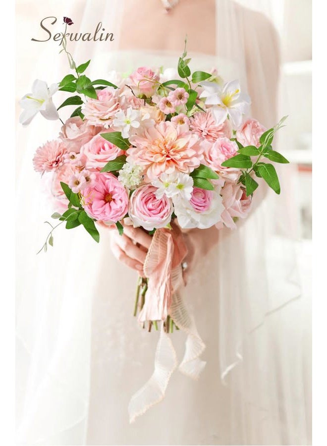 Serwalin Pink Artificial Flowers, Fake Flowers for Wedding Decoration - Image 2