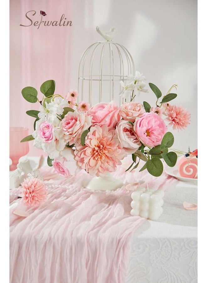Serwalin Pink Artificial Flowers, Fake Flowers for Wedding Decoration - Image 4