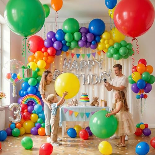 LovesTown 12PCS Large Latex Balloons Jumbo Rainbow Balloons 36 Inch for Birthday Party Anniversary Wedding Mexican Party Decorations - Image 5
