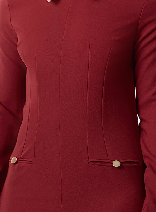 trendyol Burgundy Collar Detailed Woven Dress - Image 4
