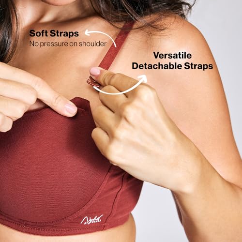 NYKD (NYB198 Cotton Lightly Padded & Non Wired T-Shirt Bra for Women | Medium Coverage Bra with Soft Detachable Straps | Ideal for All Day Comfort - Brown - Image 4