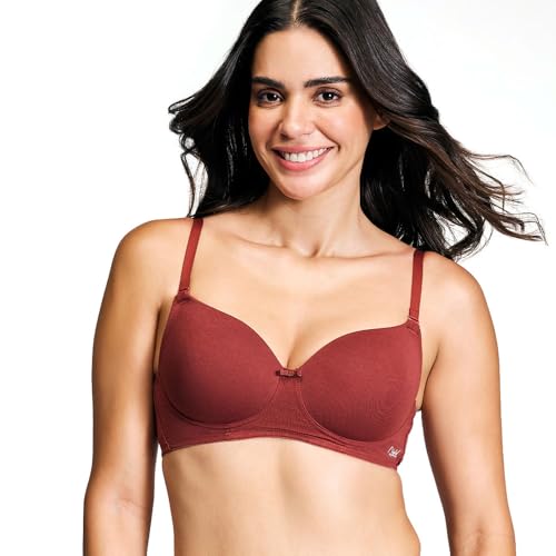 NYKD (NYB198 Cotton Lightly Padded & Non Wired T-Shirt Bra for Women | Medium Coverage Bra with Soft Detachable Straps | Ideal for All Day Comfort - Brown - Image 1