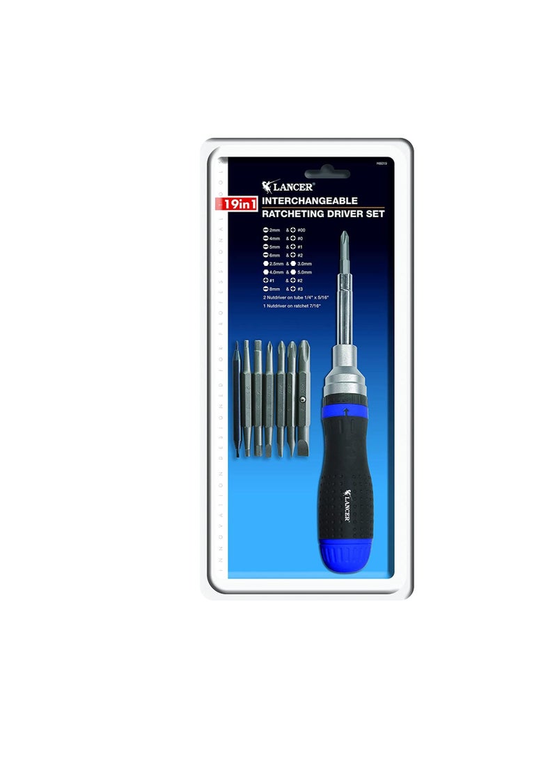 lancer Lancer Interchangeable Ratcheting Screw Driver Set - 19 in 1  - Image 2