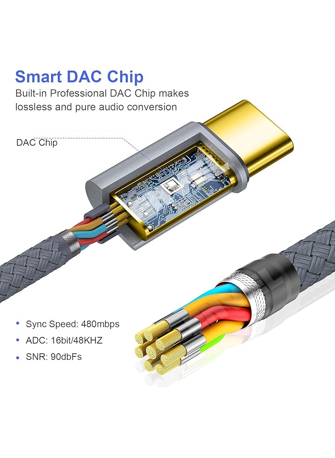 إنفيل محول سماعة رأس USB C إلى 3.5 مم أنثى من النوع C إلى كابل مقبس صوت Aux متوافق مع Samsung Galaxy S23 S22 S21 S20 Fe Ultra S20+ Plus Ipad Pro 2022 2021 2020 2018 Google Pixel 5 6 7 - Image 2