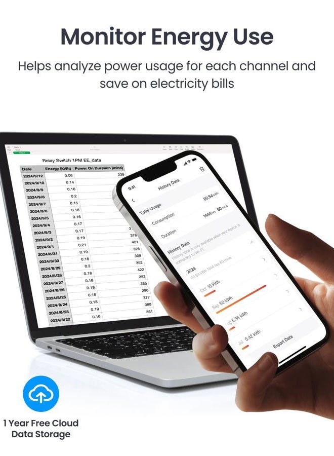 SwitchBot Matte Relay Switch 1PM, WiFi Switch Compatible with Alexa/Apple Home/Google Home, Power-Measuring Relay Switch Module with Integrated Bluetooth Repeater, Bluetooth & Wi-Fi 2.4 GHz, 16 A - Image 4