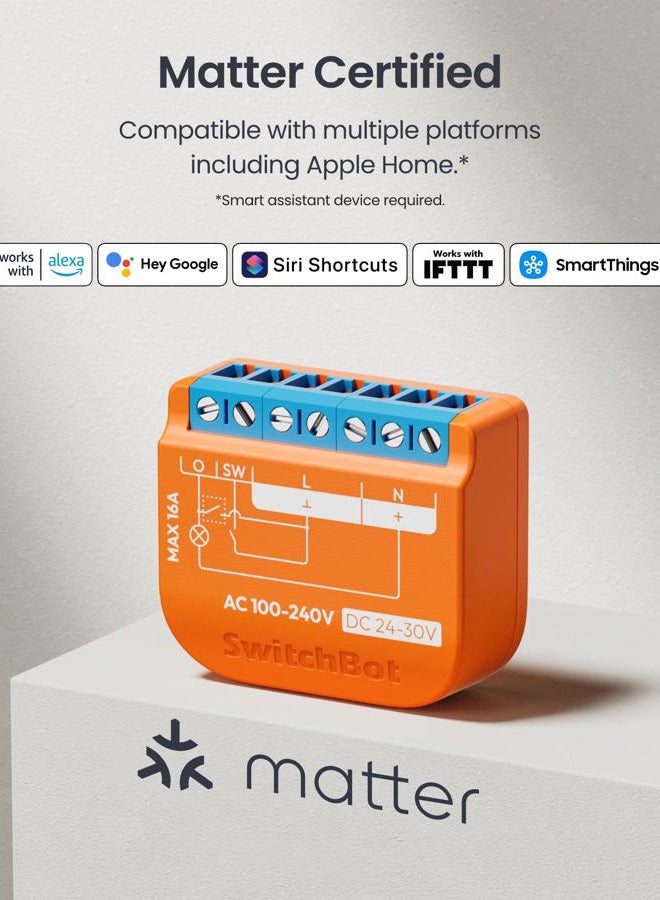 SwitchBot Matte Relay Switch 1PM, WiFi Switch Compatible with Alexa/Apple Home/Google Home, Power-Measuring Relay Switch Module with Integrated Bluetooth Repeater, Bluetooth & Wi-Fi 2.4 GHz, 16 A - Image 5