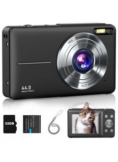 Milatech Digital Camera, FHD 1080P Kids Camera 44MP Point and Shoot Digital Cameras with 32GB SD Card, 16X Zoom, Lanyard  - Image 1