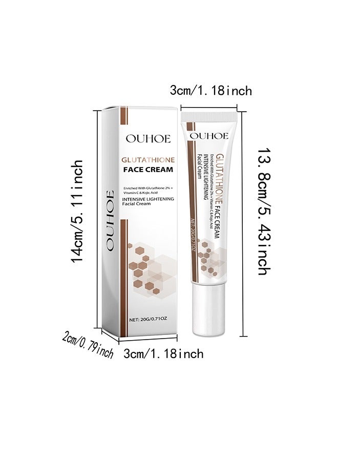 OUHOE Glutathione Face Cream - Facial Dark Spots Remover 2% Glutathione Face Cream Whitening Moisturizing Facial Cream Face Moisturizer Facial Skin Care Cream Intensive Lightening Facial Cream 20g - Image 5
