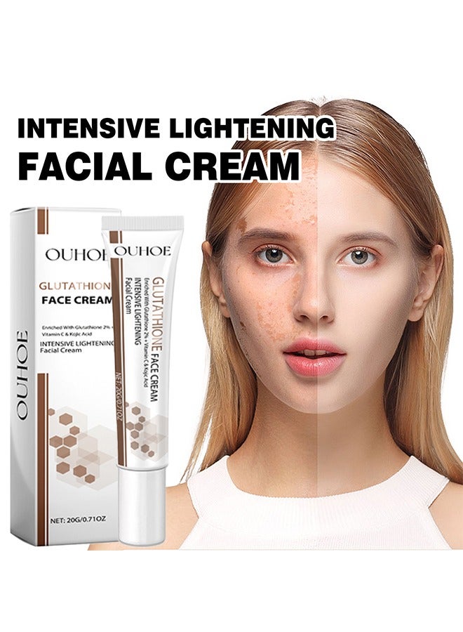 OUHOE Glutathione Face Cream - Facial Dark Spots Remover 2% Glutathione Face Cream Whitening Moisturizing Facial Cream Face Moisturizer Facial Skin Care Cream Intensive Lightening Facial Cream 20g - Image 1