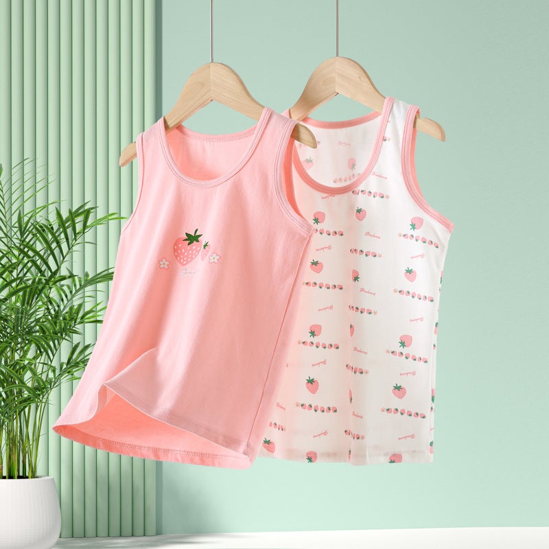 Children'S Vest Pure Cotton Lycra Thin Top Boys' Girls' Baby Children'S Wear Inner Base Vest - Image 4
