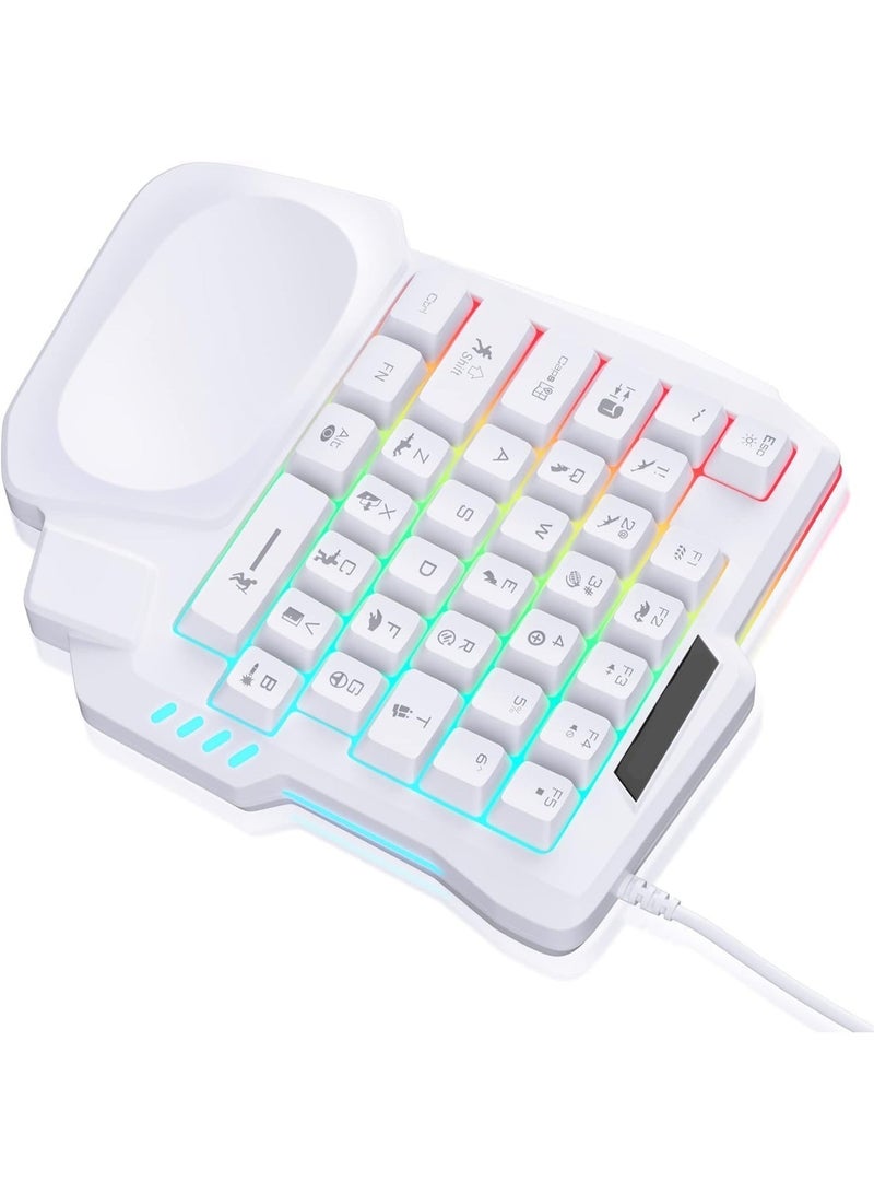 BIGTHREE SK 58 One Handed Game Keyboard, RGB Mechanical 35 Keys Game Keyboard, Portable Mechanical Keypad, Ergonomic with Wrist Rest, Small Keyboards Great for FPS Games - Image 1