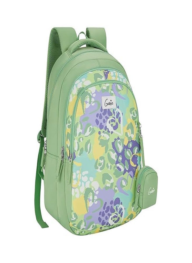 Genie Laena School Backpack for Girls |19 In-36 Ltr with Three Compartments, Side Pockets and Light Weight with Padded Shoulders |Best for Books,Stationery,Lunch Box & Essentials - Grey - Image 1