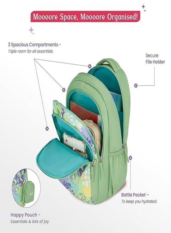 Genie Laena School Backpack for Girls |19 In-36 Ltr with Three Compartments, Side Pockets and Light Weight with Padded Shoulders |Best for Books,Stationery,Lunch Box & Essentials - Grey - Image 5