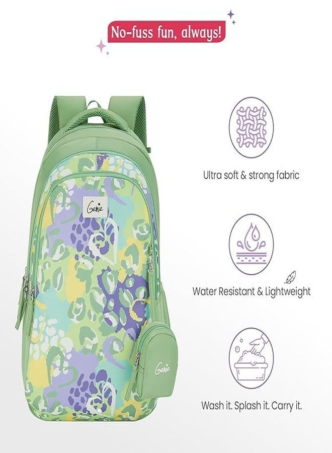 Genie Laena School Backpack for Girls |19 In-36 Ltr with Three Compartments, Side Pockets and Light Weight with Padded Shoulders |Best for Books,Stationery,Lunch Box & Essentials - Grey - Image 3