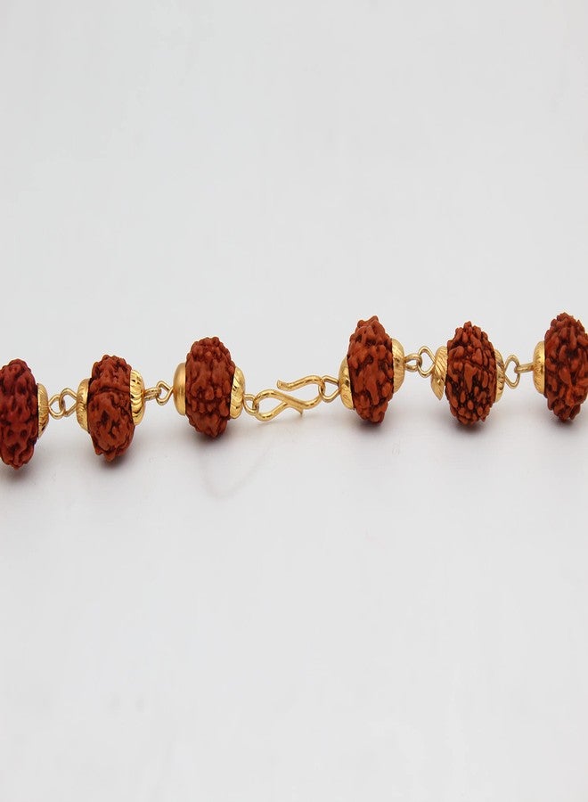 RCW Rudraksha Mala with Trishul Damru Pendant | Spiritual Necklace for Men & Women | 5 Mukhi Rudraksh Shiv Mala for Meditation, Puja, Protection & Divine Blessings (Gold) - Image 5
