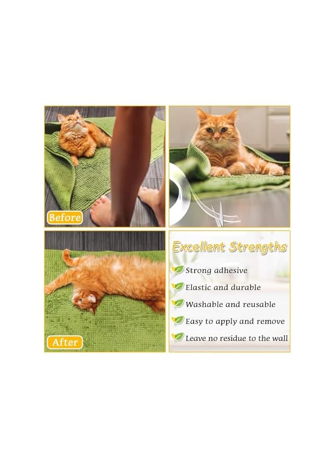 promass Self Adhesive Tape, Double Sided Tape Heavy Duty Two Sided Sticky Pads Strong Wall Adhesive Strips No Marks Reusable Clear Nano Tape for Picture Hanging, Carpet Glue, 3M/118inch - Image 2