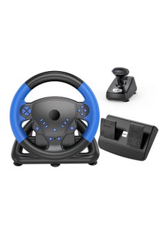 180 Degree Gaming Steering Wheel with Pedals and Gear Lever Supports wired or Bluetooth Connection for PS4/PS3/Pc/Android/IOS