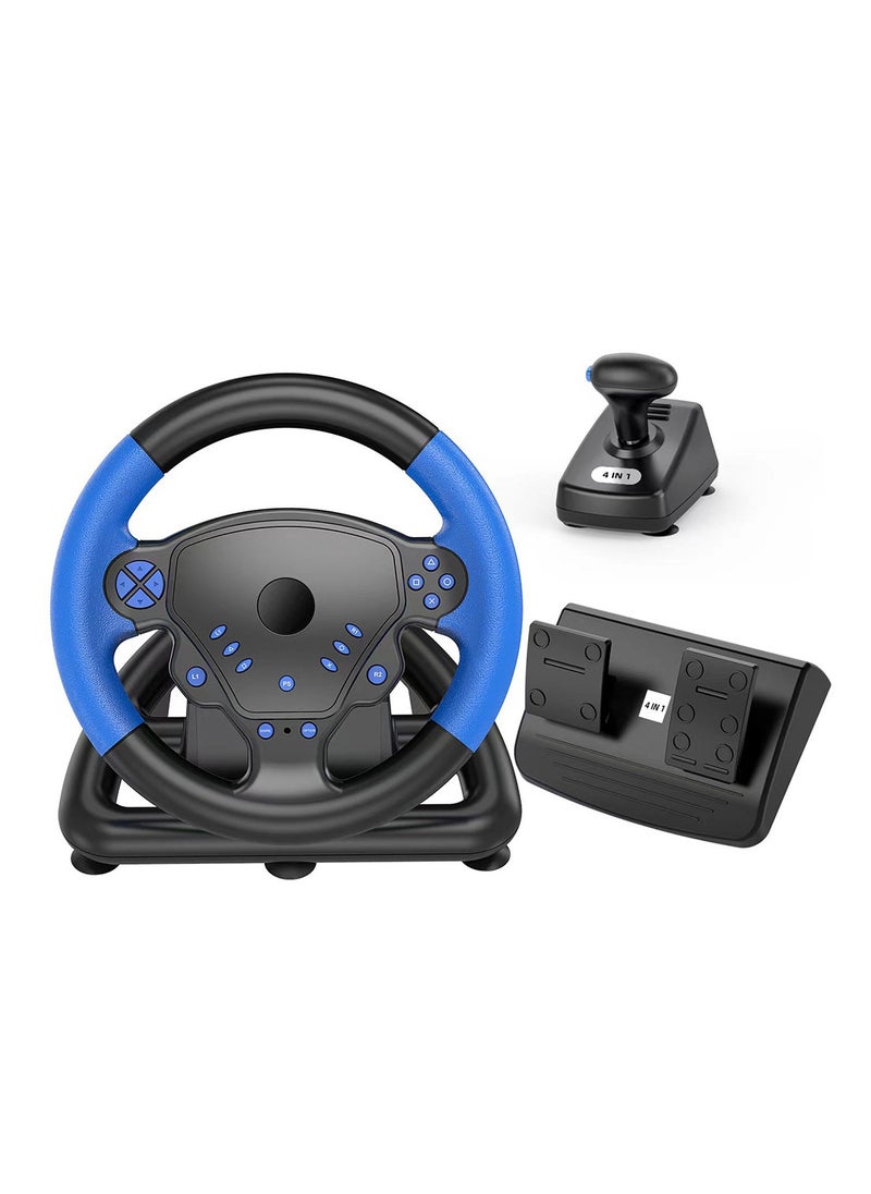 Flash Hawk - 180 Degree Gaming Steering Wheel with Pedals and Gear Lever Supports wired or Bluetooth Connection for PS4/PS3/Pc/Android/IOS - Image 1