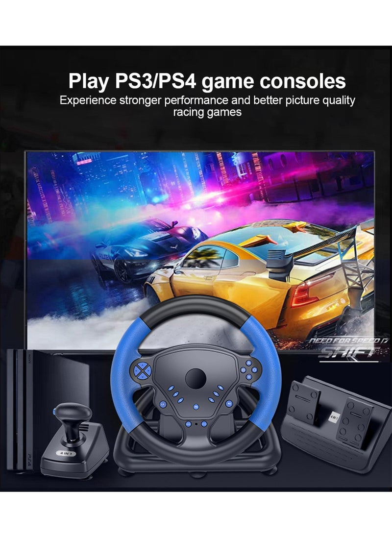 Flash Hawk - 180 Degree Gaming Steering Wheel with Pedals and Gear Lever Supports wired or Bluetooth Connection for PS4/PS3/Pc/Android/IOS - Image 1