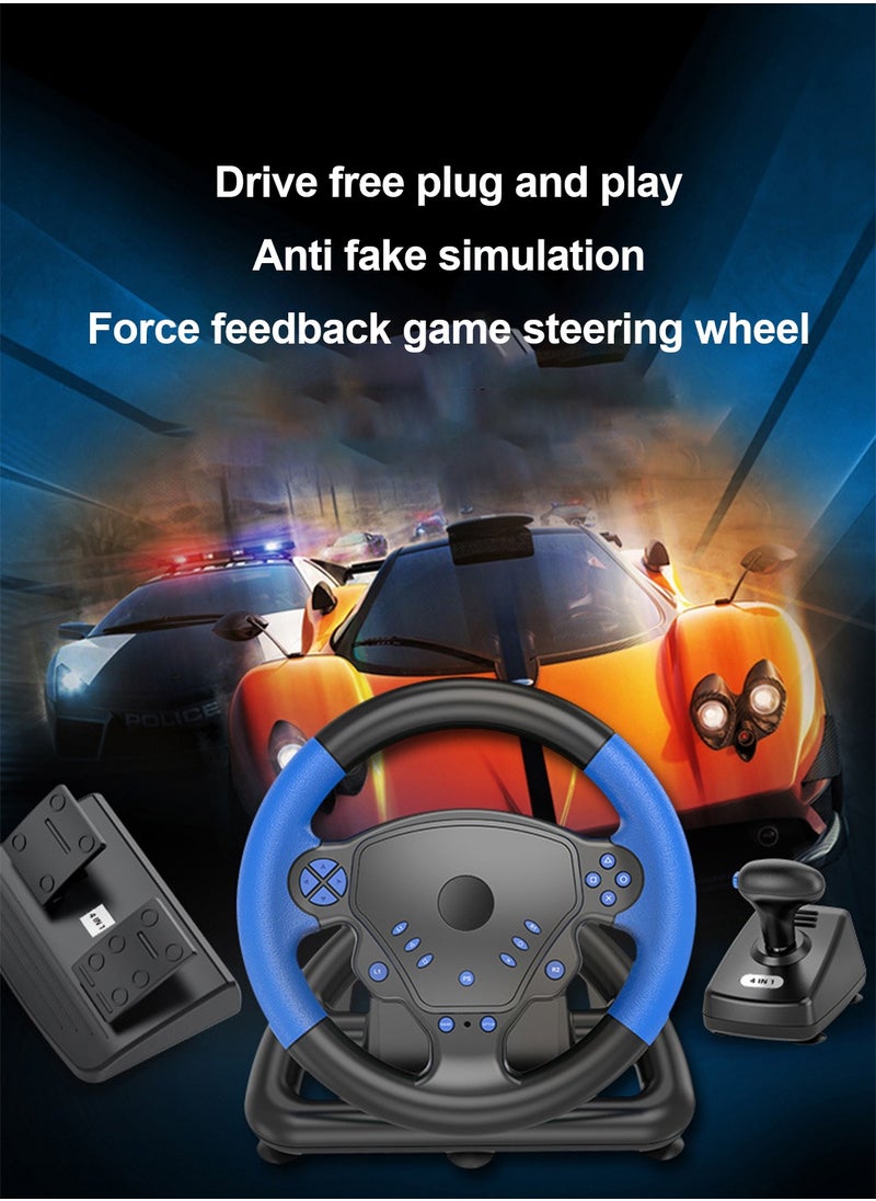 Flash Hawk - 180 Degree Gaming Steering Wheel with Pedals and Gear Lever Supports wired or Bluetooth Connection for PS4/PS3/Pc/Android/IOS - Image 1