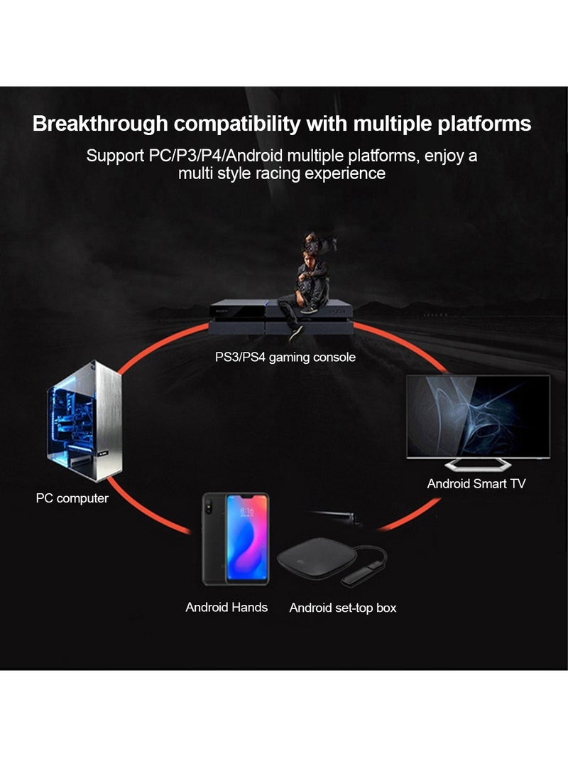 Flash Hawk - 180 Degree Gaming Steering Wheel with Pedals and Gear Lever Supports wired or Bluetooth Connection for PS4/PS3/Pc/Android/IOS - Image 1