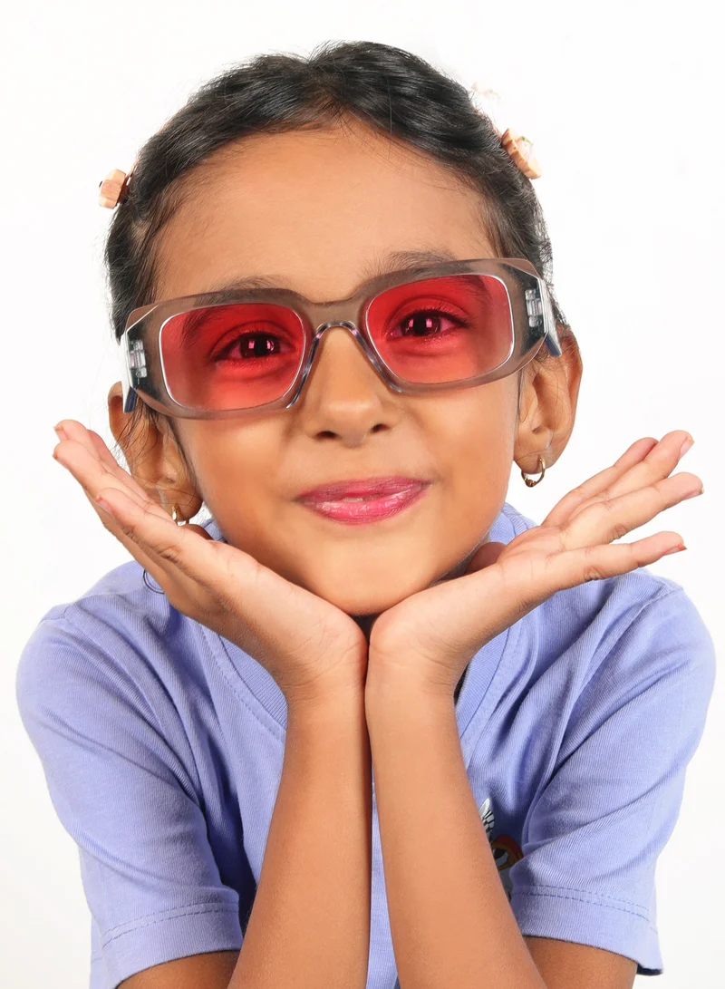 ووجلز نظارات شمسية أنيقة مستطيلة وردية مستقطبة للأطفال