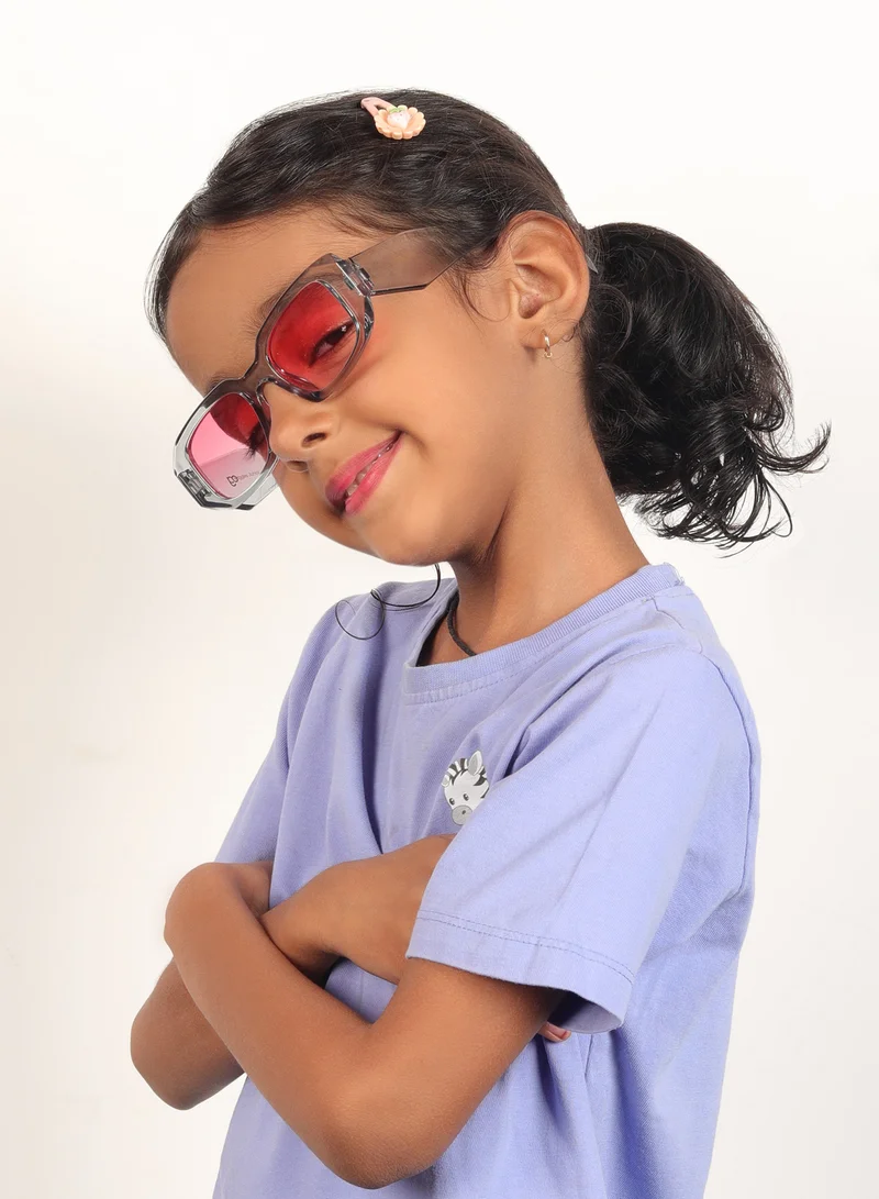 ووجلز نظارات شمسية أنيقة مستطيلة وردية مستقطبة للأطفال