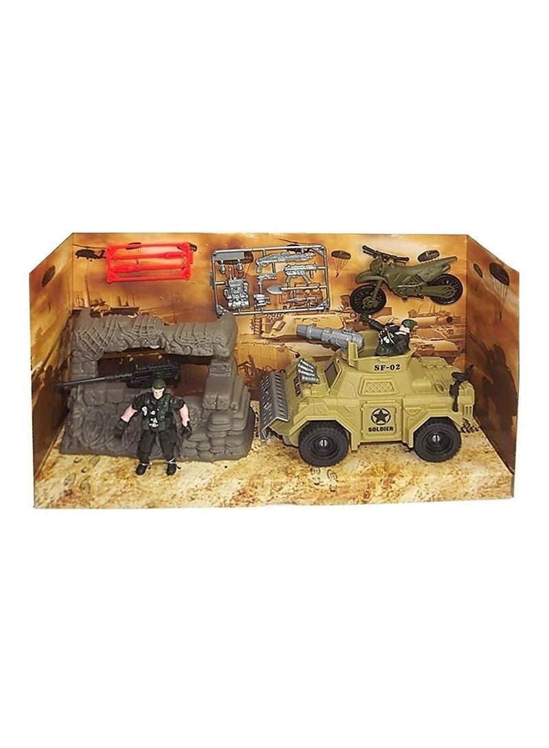 Military Special Combat Set With Motorcycle and Military Truck - E3109-18  - Image 2