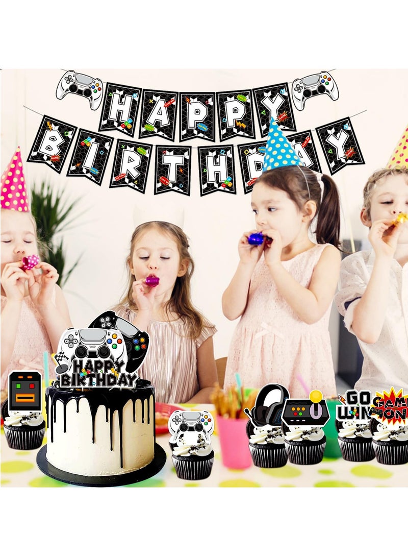 Excefore Gamepad Themed Birthday Decoration Set, Video Game Birthday Party Decorations For Boys, Gamepad Theme Party Supplies with Banner, Balloons, Cake Toppers - Image 3
