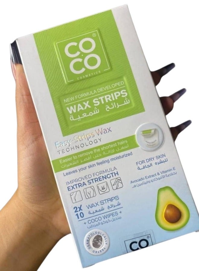كوكو شرائح إزالة الشعرمن كوكو واكس بخلاصة الافوكادو وفيتامين سي للبشرة الجافة - Image 2