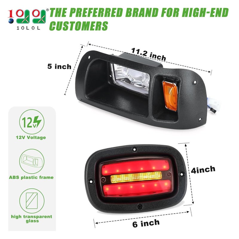 10L0L Golf Cart Light Kit for Club Car DS Carts(12V-48V) - Super Bright Headlight and Tail Light Kit with Turn Signals, Brake Lights, Hazard Light Switch, Horn, and Safe Daytime Running Lights - Image 2