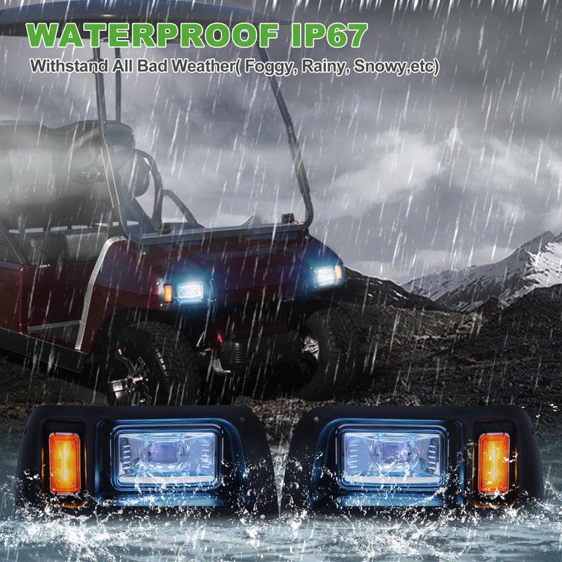 10L0L Golf Cart Light Kit for Club Car DS Carts(12V-48V) - Super Bright Headlight and Tail Light Kit with Turn Signals, Brake Lights, Hazard Light Switch, Horn, and Safe Daytime Running Lights - Image 3