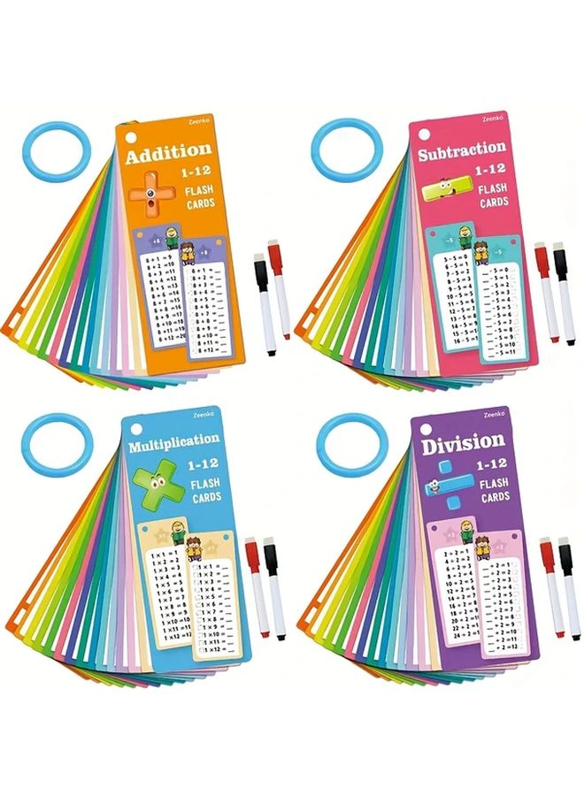 بطاقات الرياضيات القابلة لإعادة الاستخدام - مرمزة بالألوان - تدريبات الجمع والطرح - قابلة للكتابة والمسح - Image 4