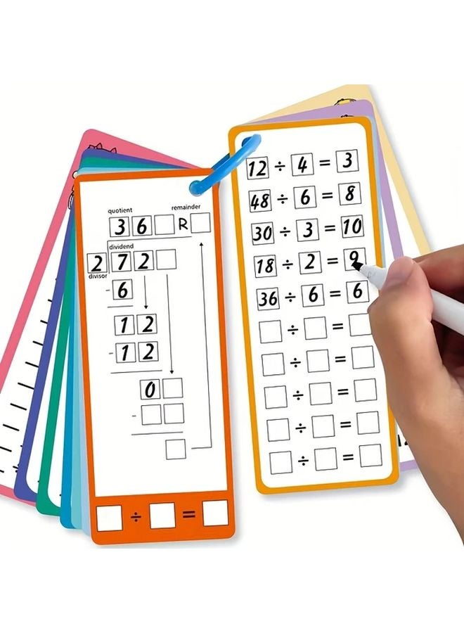 بطاقات الرياضيات القابلة لإعادة الاستخدام - مرمزة بالألوان - تدريبات الجمع والطرح - قابلة للكتابة والمسح - Image 2
