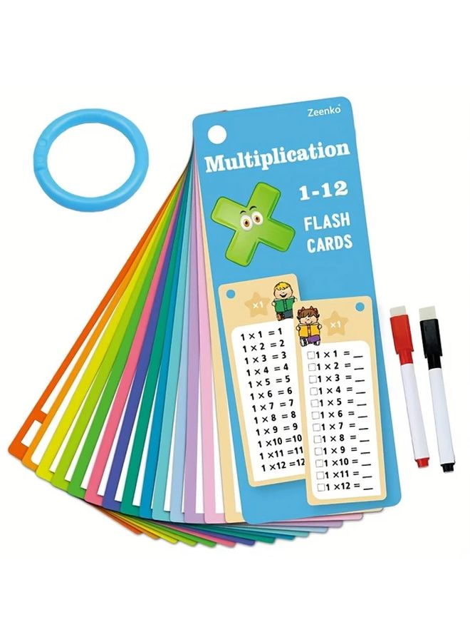 بطاقات الرياضيات القابلة لإعادة الاستخدام - مرمزة بالألوان - تدريبات الجمع والطرح - قابلة للكتابة والمسح - Image 1