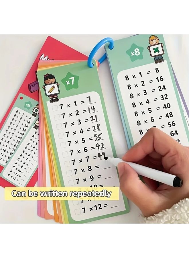 بطاقات الرياضيات القابلة لإعادة الاستخدام - مرمزة بالألوان - تدريبات الجمع والطرح - قابلة للكتابة والمسح - Image 5