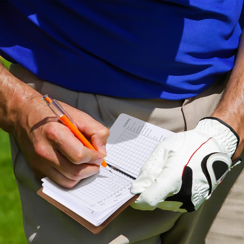 Chinco Golf Notebook Back Pocket Leather Golf Scorecard Book Journal Yardage Book for Sports and Outdoor Club Accessories (Yellow, Brown,2 Pieces) - Image 5