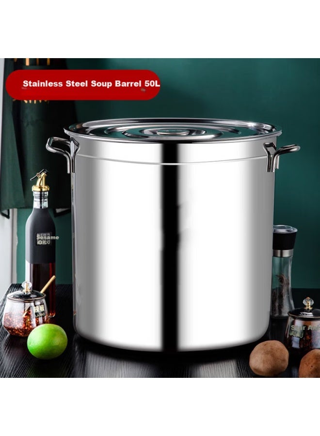 All-round Quanshi Stainless Steel Bucket With Lid 40*40cm Thickened Water Storage Bucket Pickling Bucket For Canteen Restaurant Induction Cooker Stew Pot - Image 1