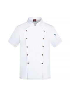NIBEMINENT Breathable Summer Chef Uniform Workwear Restaurant Canteen Hotel Dining Kitchen Short Sleeve Chef Overalls Hot Pot Baking  - Image 1