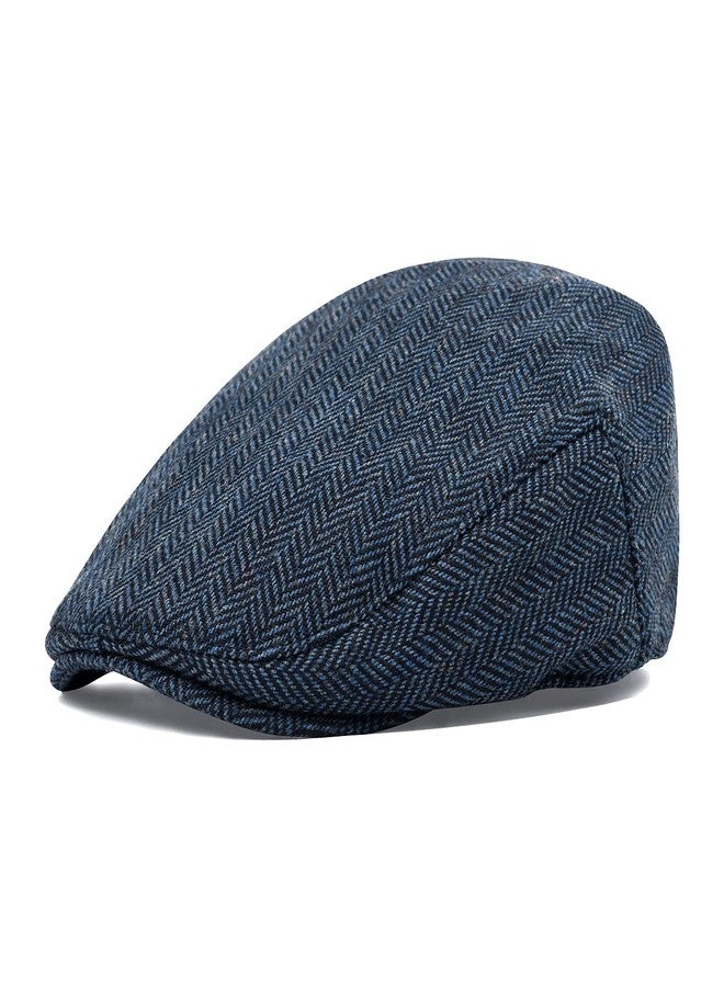 STARANCE Men Hat Wool Blend Newsboy Ivy Tweed Flat Cap (Herringbone Navy, 7 1/4) - Image 2