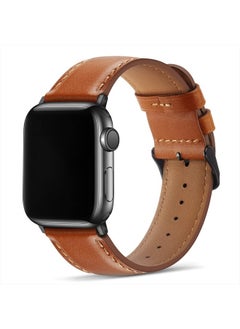 Tasikar Bands Compatible with Apple Watch Band 41mm 40mm 38mm Men Genuine Leather Replacement Band Compatible with Apple Watch Series 8 7 (41mm) SE 6 5 4 (40mm) 3 2 1 (38mm) - Classic Brown  - Image 1