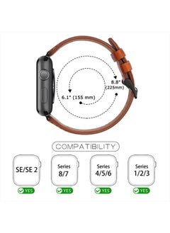 Tasikar Bands Compatible with Apple Watch Band 41mm 40mm 38mm Men Genuine Leather Replacement Band Compatible with Apple Watch Series 8 7 (41mm) SE 6 5 4 (40mm) 3 2 1 (38mm) - Classic Brown  - Image 5
