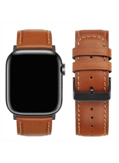 Tasikar Bands Compatible with Apple Watch Band 41mm 40mm 38mm Men Genuine Leather Replacement Band Compatible with Apple Watch Series 8 7 (41mm) SE 6 5 4 (40mm) 3 2 1 (38mm) - Classic Brown  - Image 4
