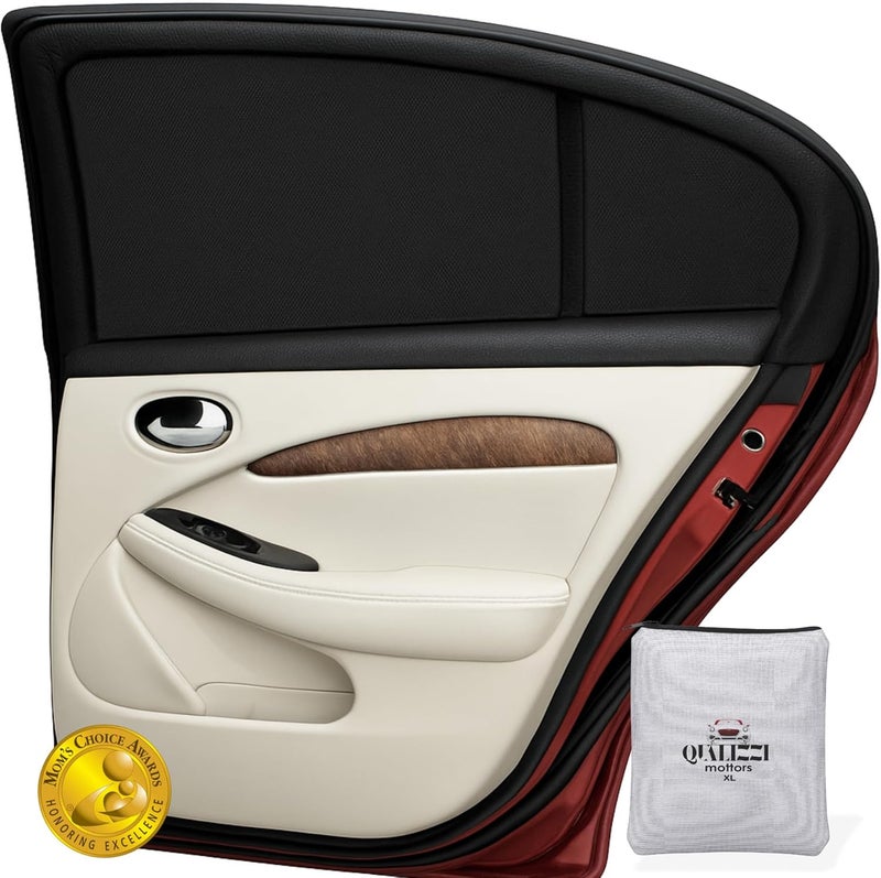 Qualizzi M/Car Window Sun Shades for Baby (12 Sizes) - Back Seat Stretchy Mesh Sock Style Heat Blockers for Side Windows, Protects from Sun, Bugs, UV & Ensures Privacy, 2-Pack by - Image 1