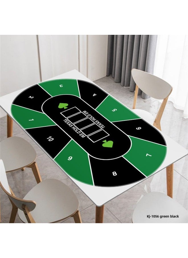 Generic - Round Texas Hold'em Rubber Mat Square Mahjong Table Mat Chess Game Mouse Mat Large Rubber Mat-Color:1800*900*2-Pattern:KJ996-black Red (oval) - Image 1